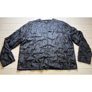 Eileen‎ Fisher Sz M Black Double Layer Silk Tussah Women's Jacket MSRP $218 Glam